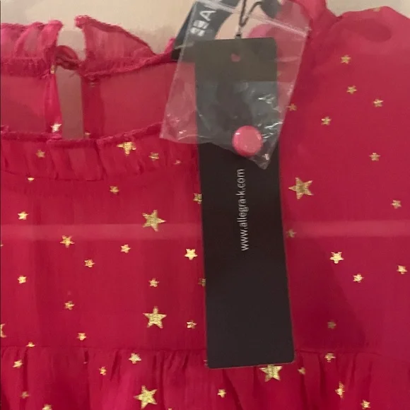 Allegra K Smocked Waist Gilding Metallic Stars Chiffon Dress - Picture 9 of 11